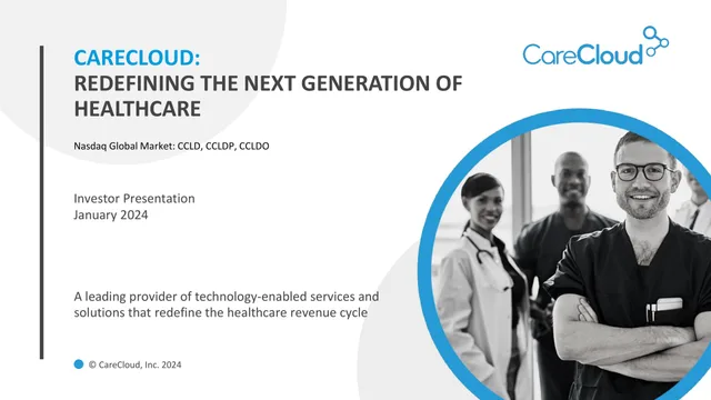 Carecloud — Carecloud: Redefining The Next Generation Of Healthcare investment banking deck cover
