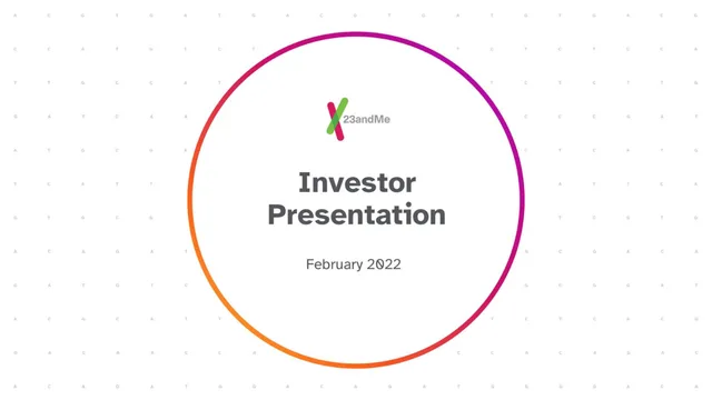 23andme — Investor Presentation investment banking deck cover