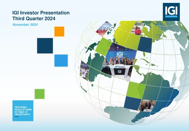 International General Insurance — IGI Investor Presentation Third Quarter 2024 investment banking deck cover