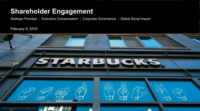 Starbucks — Shareholder Engagement investment banking deck cover