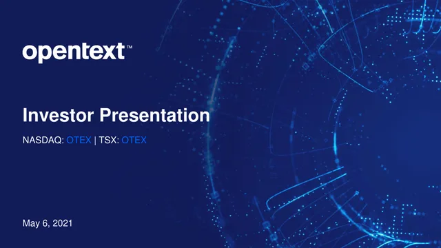 Opentext — Investor Presentation investment banking deck cover