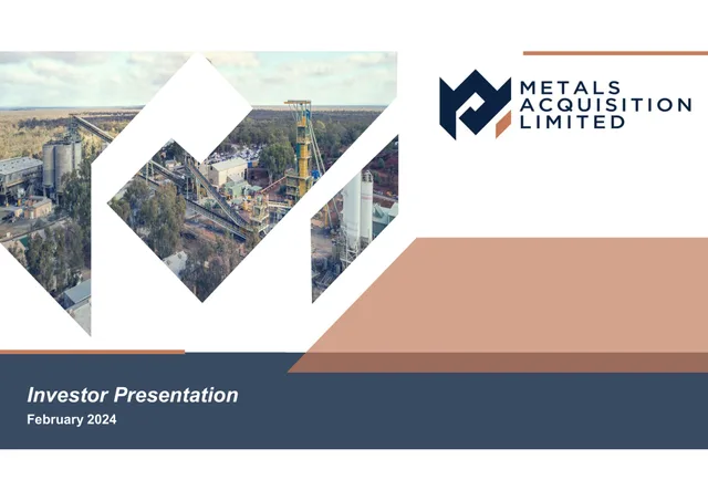 Metals Acquisition Corp — Cover Slide investment banking deck cover