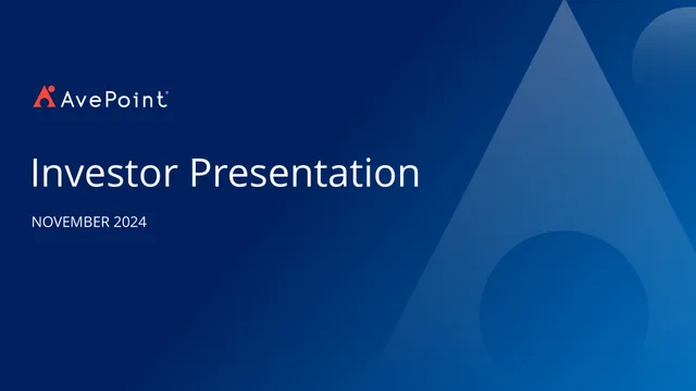 Avepoint — Investor Presentation investment banking deck cover