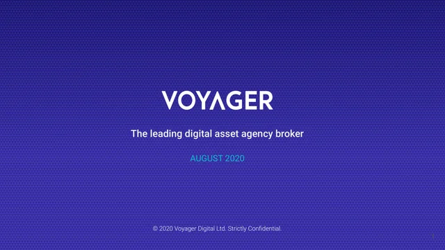 Voyager Digital — Voyager investment banking deck cover
