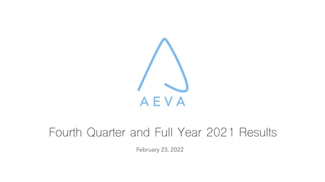 Aeva — Title Slide investment banking deck cover