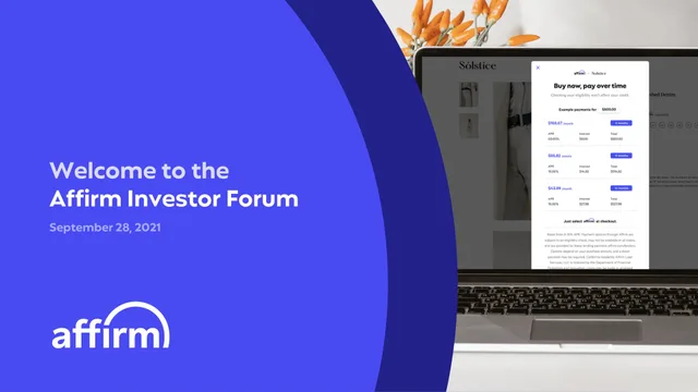 Affirm — Welcome to the Affirm Investor Forum investment banking deck cover