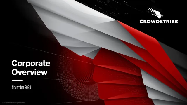 Crowdstrike — Corporate Overview investment banking deck cover