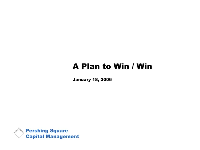 Pershing Square — A Plan to Win / Win investment banking deck cover
