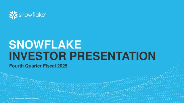 Snowflake — Snowflake Investor Presentation deck cover