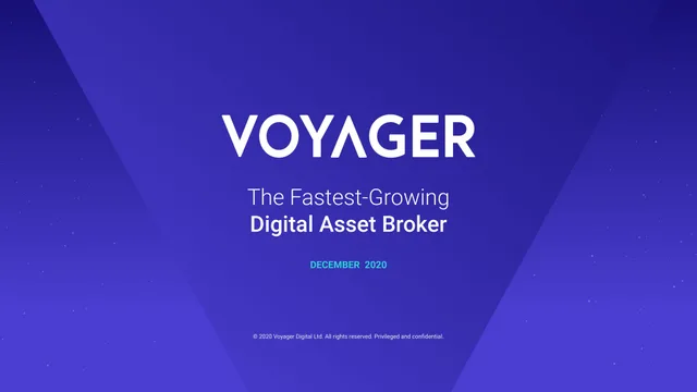 Voyager Digital — Voyager investment banking deck cover
