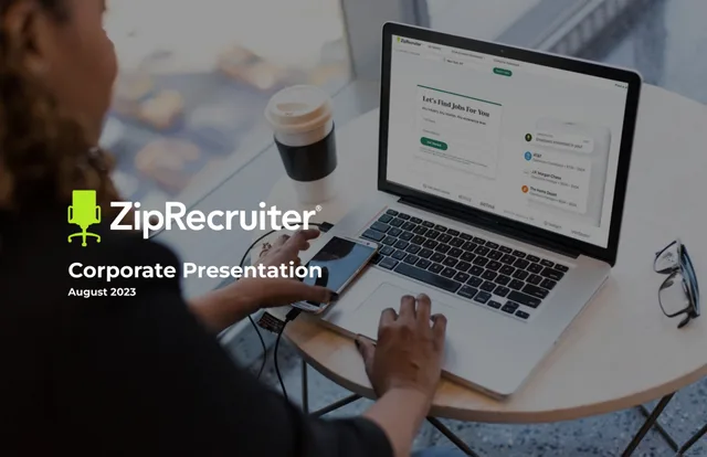 Ziprecruiter — Corporate Presentation investment banking deck cover