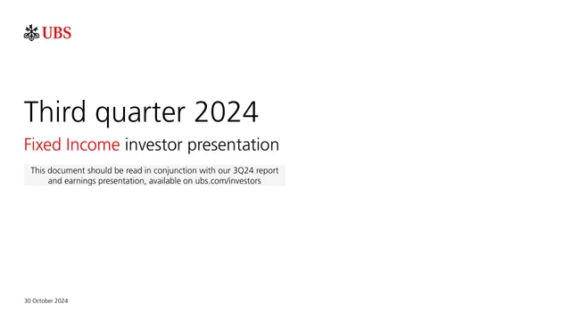 UBS — Third quarter 2024 investment banking deck cover