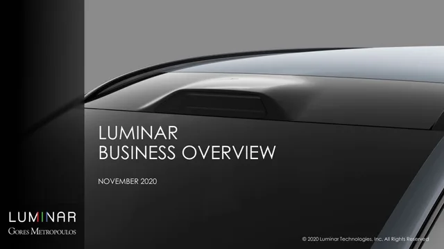 Luminar — Luminar Business Overview investment banking deck cover