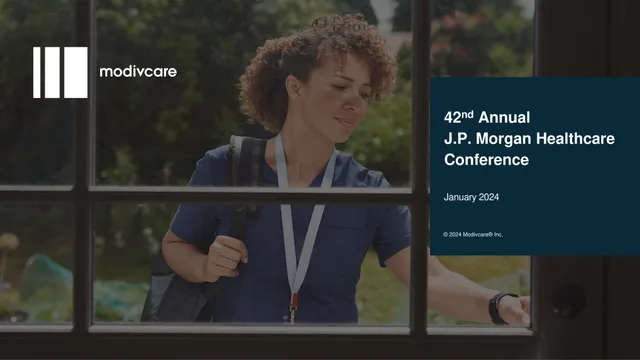 Modivcare — 42nd Annual J.P. Morgan Healthcare Conference investment banking deck cover
