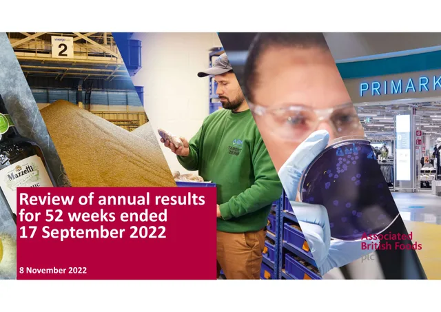 Associated British Foods — Review of annual results for 52 weeks ended 17 September 2022 investment banking deck cover