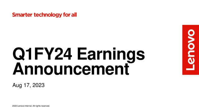 Lenovo — Q1FY24 Earnings Announcement investment banking deck cover
