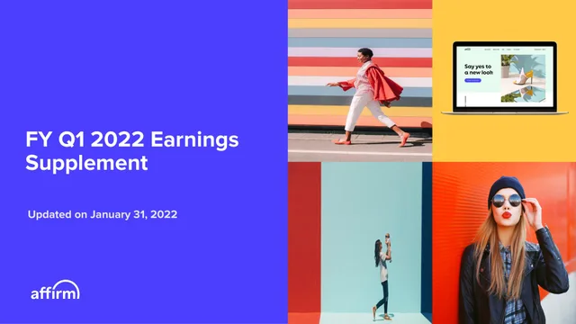 Affirm — FY Q1 2022 Earnings Supplement investment banking deck cover