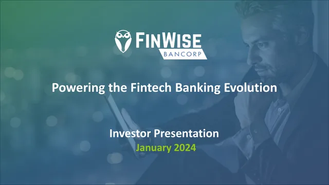 Finwise Bancorp — Powering the Fintech Banking Evolution investment banking deck cover