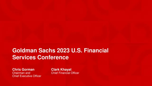 Keycorp — Goldman Sachs 2023 U.S. Financial Services Conference investment banking deck cover