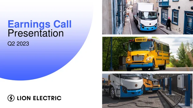 Lion Electric — Earnings Call Presentation investment banking deck cover