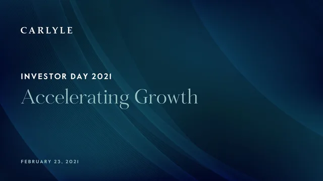 Carlyle — Accelerating Growth investment banking deck cover