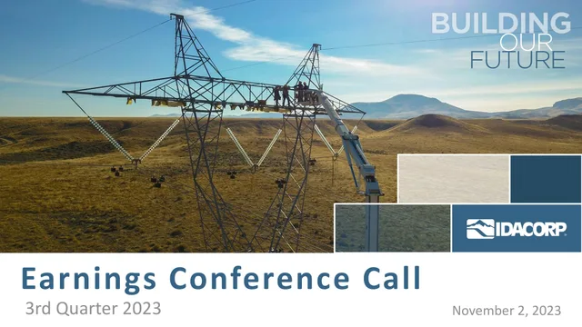 Idacorp — Earnings Conference Call investment banking deck cover