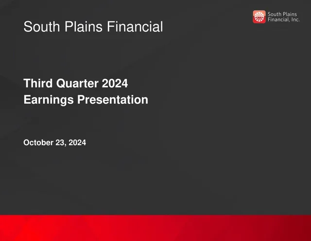 South Plains Financial investment banking deck cover
