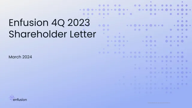 Enfusion — Enfusion 4Q 2023 Shareholder Letter investment banking deck cover