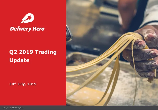Delivery Hero — Q2 2019 Trading Update investment banking deck cover