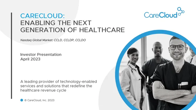 Carecloud — Carecloud: Enabling The Next Generation Of Healthcare investment banking deck cover