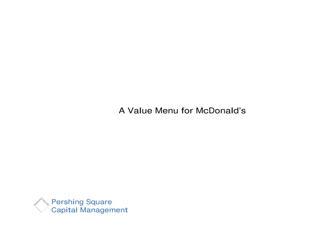 Pershing Square — A Value Menu for McDonald's investment banking deck cover