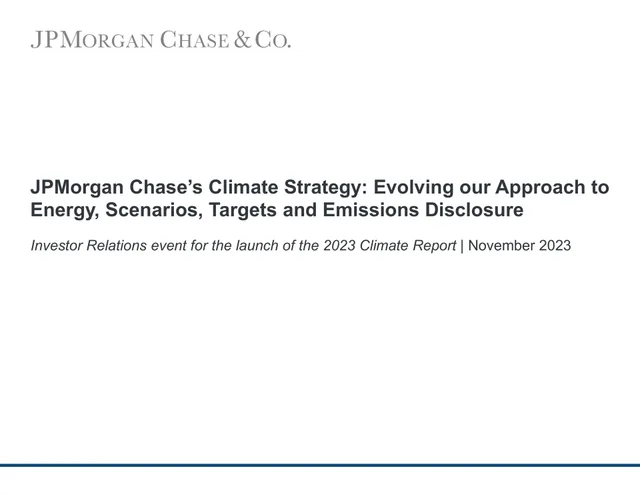 J P Morgan — JPMorgan Chase’s Climate Strategy: Evolving our Approach to Energy, Scenarios, Targets and Emissions Disclosure investment banking deck cover
