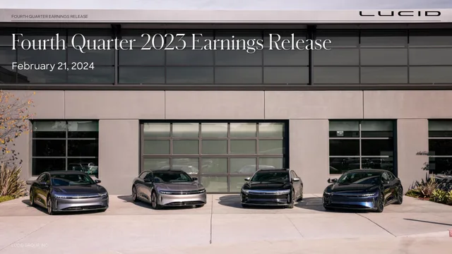 Lucid Motors — Fourth Quarter 2023 Earnings Release investment banking deck cover