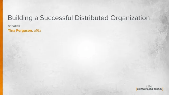 A16z — Building a Successful Distributed Organization investment banking deck cover