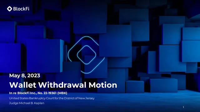 Blockfi — Wallet Withdrawal Motion investment banking deck cover