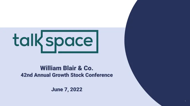 Talkspace — Title Slide investment banking deck cover