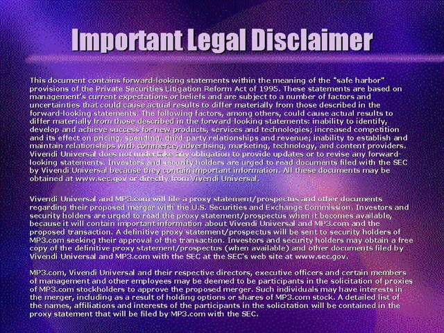 Universal Music Group — Important Legal Disclaimer investment banking deck cover