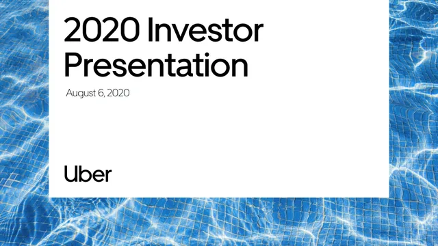 Uber — 2020 Investor Presentation investment banking deck cover