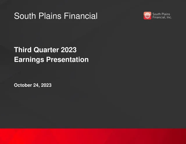 South Plains Financial investment banking deck cover