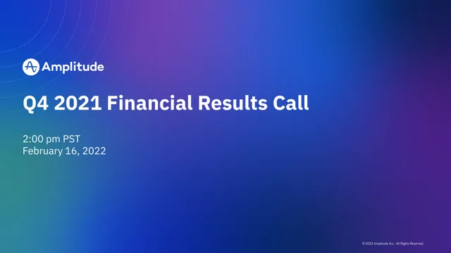 Amplitude — Q4 2021 Financial Results Call investment banking deck cover