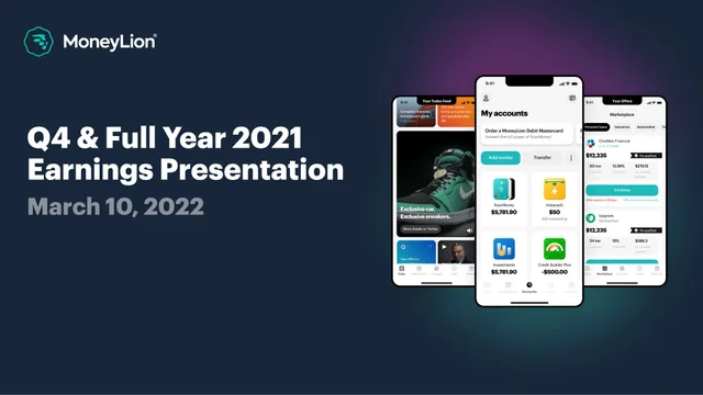 Moneylion — Q4 & Full Year 2021 Earnings Presentation investment banking deck cover