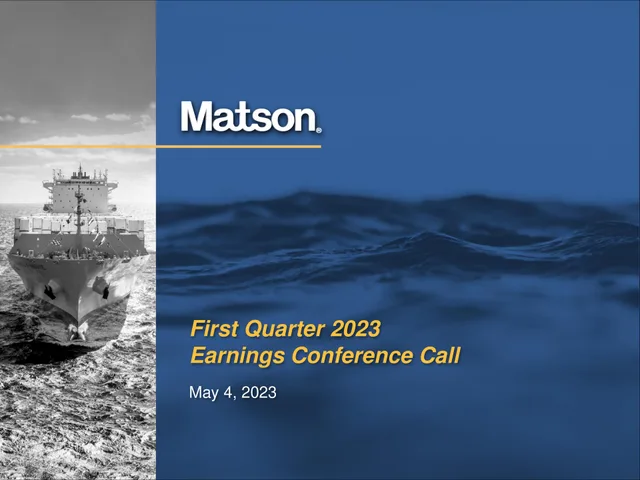 Matson — First Quarter 2023 Earnings Conference Call investment banking deck cover