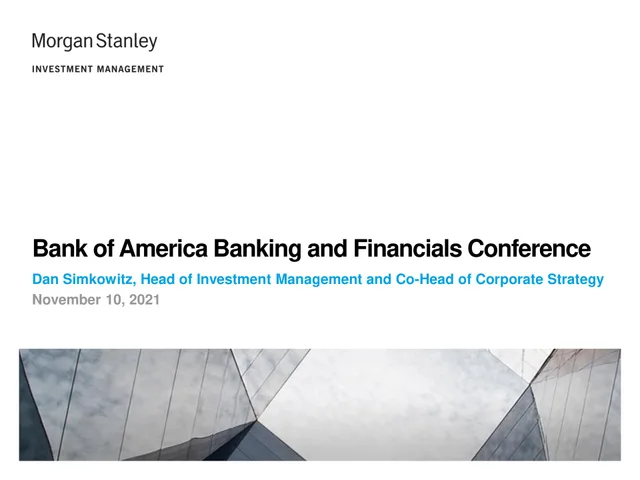 Morgan Stanley — Bank of America Banking and Financials Conference investment banking deck cover