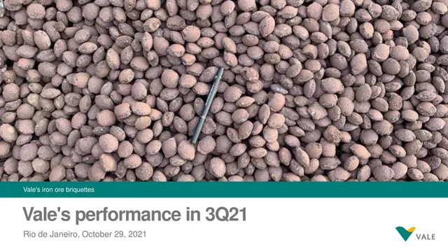 Vale — Vale's performance in 3Q21 investment banking deck cover