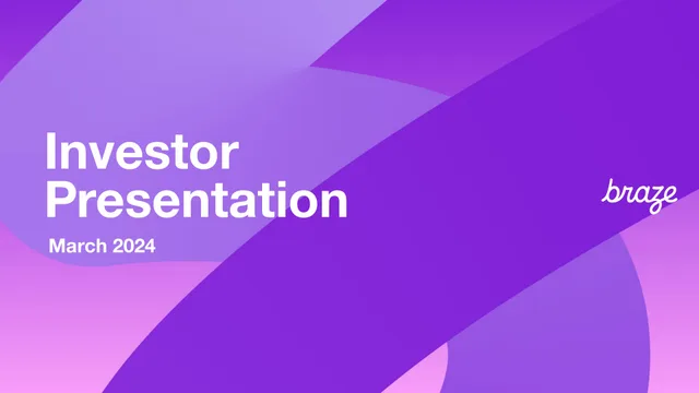 Braze — Investor Presentation investment banking deck cover