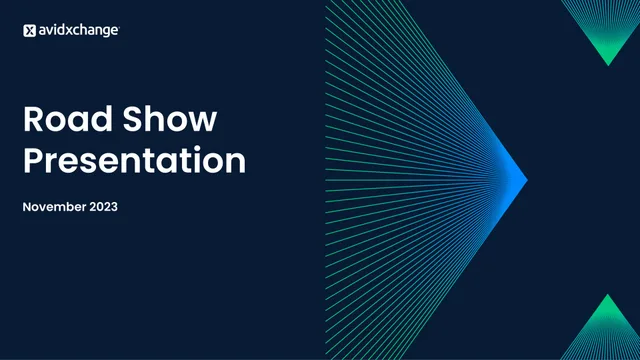 Avidxchange — Road Show Presentation investment banking deck cover