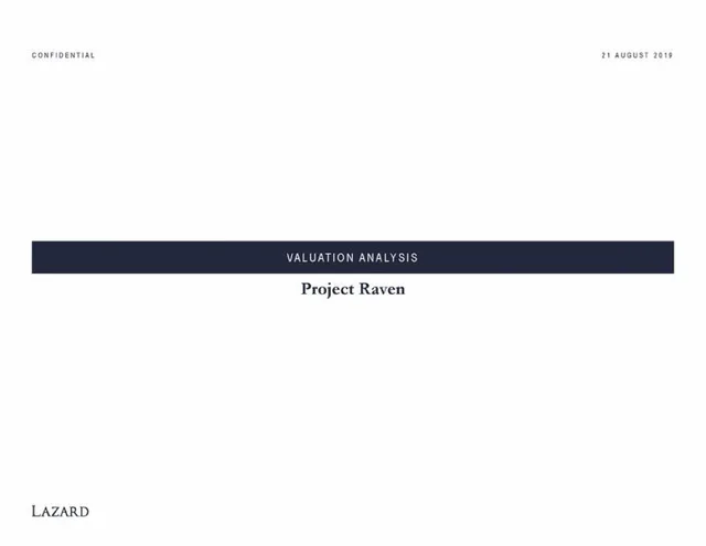 Lazard — Project Raven investment banking deck cover