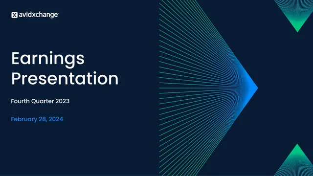 Avidxchange — Earnings Presentation investment banking deck cover