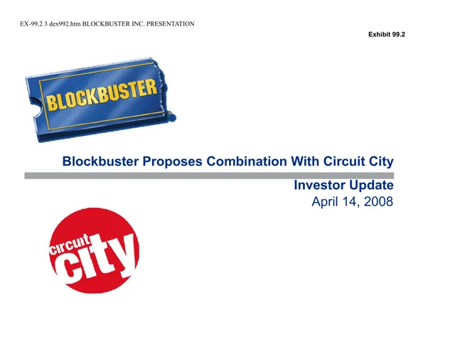 Blockbuster Video — Blockbuster Proposes Combination With Circuit City investment banking deck cover