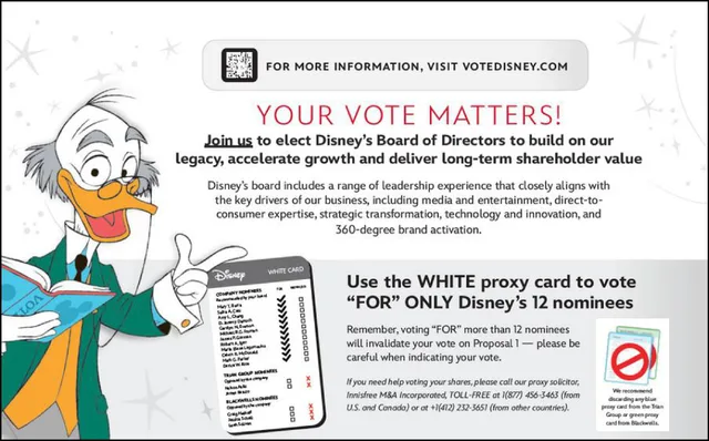 Disney — Your Vote Matters! investment banking deck cover